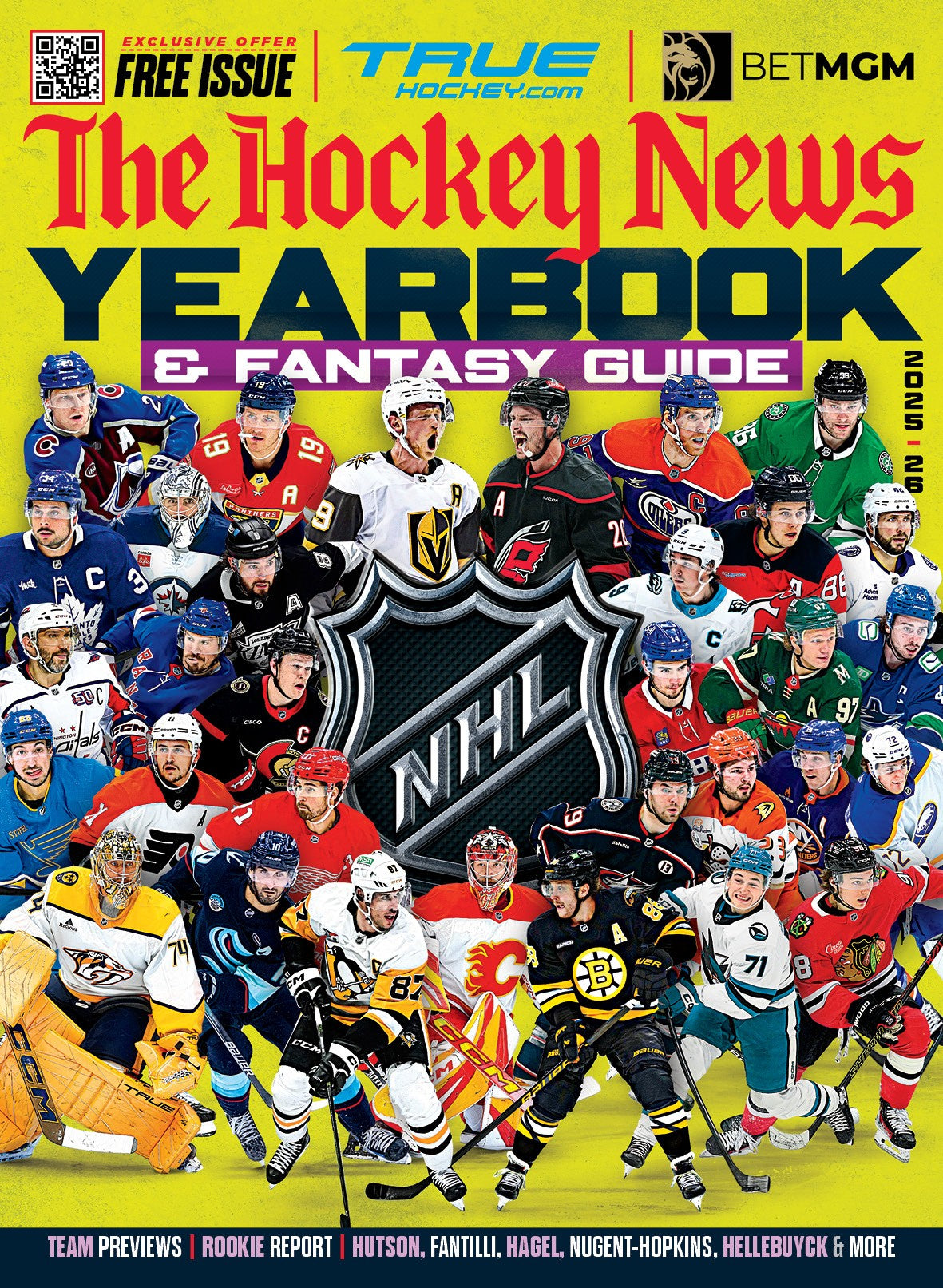 Get absolutely everything you need to know about the upcoming NHL season in one book with our XXL-sized Yearbook + Fantasy Guide. Over 228 pages, you'll find four-page previews for each of the 32 teams – including top prospects and full rosters – and predictions. Plus, you get features on Connor Hellebuyck, Lane Hutson